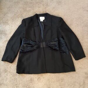 Aussie Austine Vintage Black Blazer Sz 20 Sparkle Whimsigoth Chic Bow Formal Plu